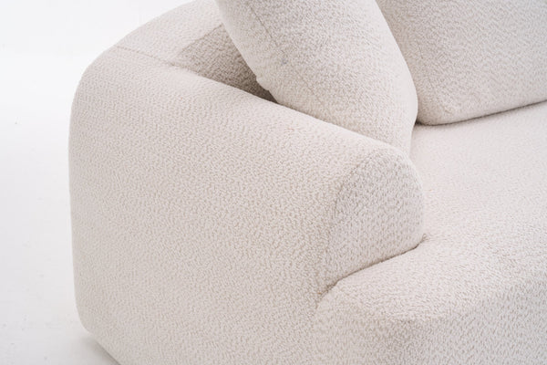 English Elm LY-024 Beige Compression Sofa 4-Seater Deep Seat Crochet Yarn Fabric Foam+Spring Breathable Comfort W2231S00014