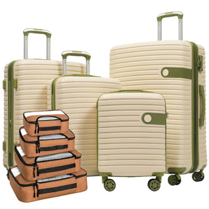 English Elm 4 Piece Abs Hard Shell Luggage Set with Spinner Wheels Tsa Lock and Packing Cubes N730P326613I