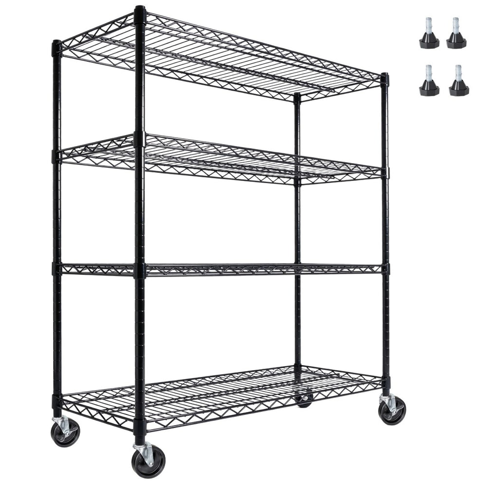 English Elm 55.5" Wide 4 Tier Rolling Wire Shelving Unit Heavy Gauge Steel Garage Storage W2932P373621