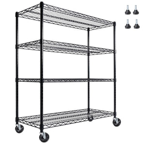 English Elm 55.5" Wide 4 Tier Rolling Wire Shelving Unit Heavy Gauge Steel Garage Storage W2932P373621