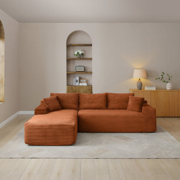 English Elm 105'' Modular L-shape Sectional Corduroy Couch Deep Seat Lounge for Living Room W1117P387757