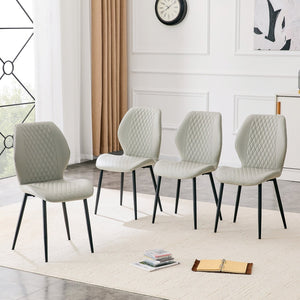 English Elm 4-piece Diamond Quilted Upholstered Dining Chair Set with Sleek Black Metal Legs Black,Light Gray W1151P458010