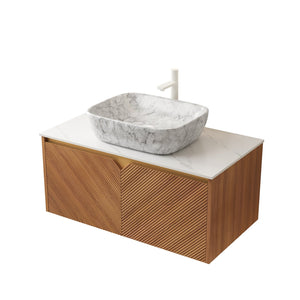 English Elm RUBEN 36" Bathroom Vanity with High-Hardness Marble Ceramic Basin, Twill Wood Doors & Soft-Close SystemRUBEN 36" Bathroom Vanity with High-Hardness Marble Ceramic Basin, Twill Wood Doors & Soft-Close System Brown Oak,Carrara White,Stone Gray W2615S00319