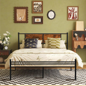English Elm Twin Platform Bed with Wood Headboard Steel Frame No Box Spring Guest Room W3286P308720