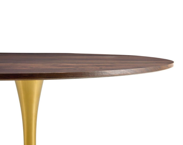 English Elm Tulip Dining Table - Round 80Cm Natural Wood Top With Elegant Golden Legs For Stylish Dining Spaces W370P190386-GIGA