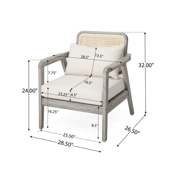 English Elm Outdoor Acacia Wood Club Chair Deep Seating Woven Back Patio Lounge Resort Style N780P171149G-2