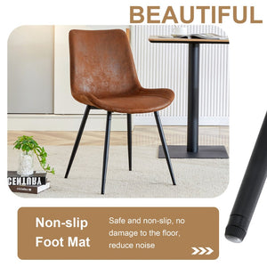 English Elm Table and Chair Set Wood Grain Mdf Top Six Seat Dining with Brown Suede Upholstered Chairs W1151S01954