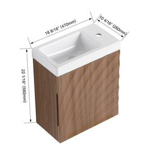 English Elm 18.5" Compact Wall-Mounted Bathroom Vanity With Stylish Resin Sink & Soft-Close Door, Walnut Finish W1972P362137