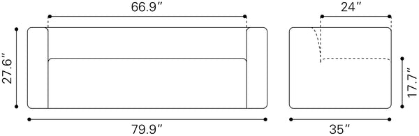 Puerto Plata Sofa Dason Granite 109796 Zuo Modern