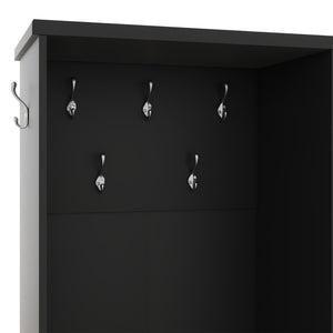 English Elm Multi-functional Entryway Hall Tree with Hooks Bench Drawer Cabinet in Matte Black W1307S00034