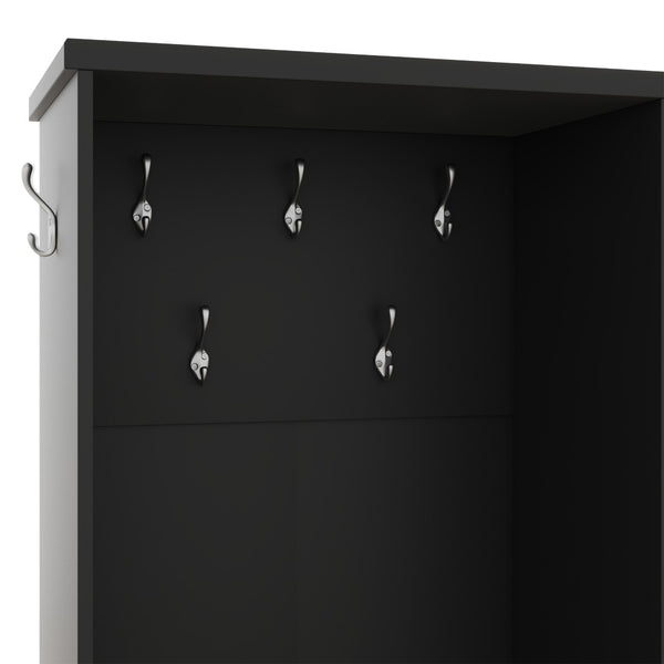 English Elm Multi-functional Entryway Hall Tree with Hooks Bench Drawer Cabinet in Matte Black W1307S00034