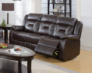 English Elm Modern Leatherette Reclining Living Room Set with Sofa Loveseat and Cup Holder Console B011S02427