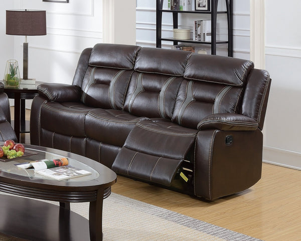 English Elm Modern Leatherette Reclining Living Room Set with Sofa Loveseat and Cup Holder Console B011S02427