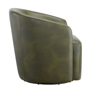 English Elm Ardena Fern Green Faux Leather Swivel Barrel Chair with Pocket Coil Seat, 360° Swivel, Compact Chic B050P322597