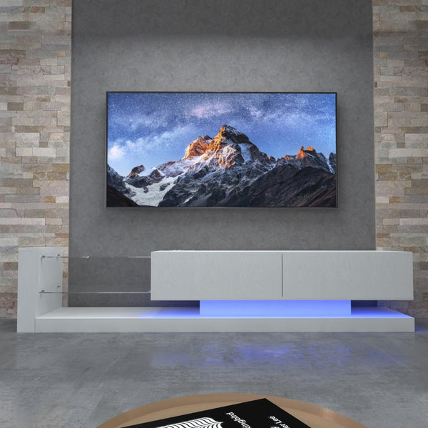 English Elm [new New Update Led Tv Stand with Power Outlet Fits 75 Inch Screens Modern Console White W1701P413007