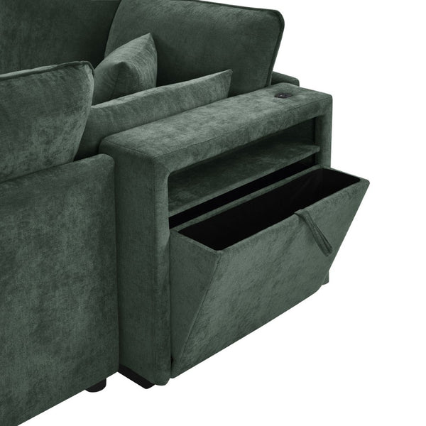 English Elm Swivel Barrel Accent Chair Chenille Tufted Round Club Seat for Living Room Lounge Green N719S002300F