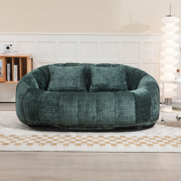English Elm Bean Bean Bag Sofa High-Density Memory Foam Two-Seater Lounger High Back Chenille Cozy Support Emerald W395P181435
