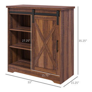 English Elm Homcom Rustic Farmhouse Coffee Bar Cabinet With Sliding Barn Door & Adjustable Shelves For Storage W2225P217401