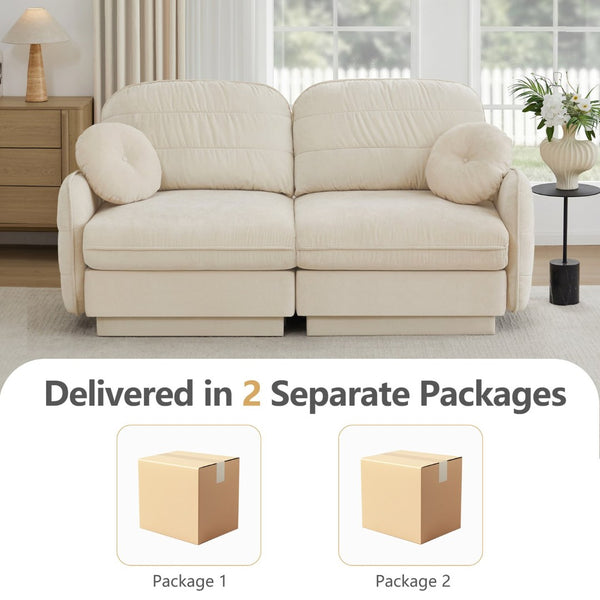English Elm Chenille Cloud Loveseat with Quilted Back Pillows Deep Seat Comfort for Living Room W714S01747