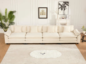 English Elm Wider 3-Seat Modern Sectional Sofa With Plush Double-Layer Cushions & Breathable Chenille Fabric W1143S00046-GIGA