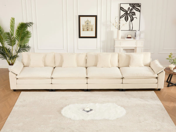 English Elm Wider 3-Seat Modern Sectional Sofa With Plush Double-Layer Cushions & Breathable Chenille Fabric W1143S00046-GIGA