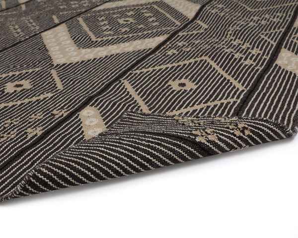 Sunpan ASANA Hand-Woven Rug - Eco-Friendly Black & Tan Design, 5' x 8' - Versatile for Indoor & Outdoor Use 107610