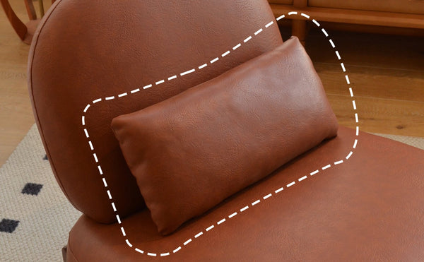 English Elm Cute Faux Leather Armless Accent Chair Solid Wood Legs Cushioned Seat Modern Brown W2105P440978