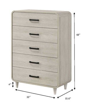 English Elm 1pc Modern Geometric Chest of Drawers with High-Gloss Finish, Sleek Hardware, Spacious Storage and Style Antique White 36 L x 18.5 W x 47 H B2741P323554