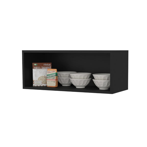 English Elm Wenge Finish Wall Mounted Open Shelf Cabinet for Modern Kitchen Storage B062P492872