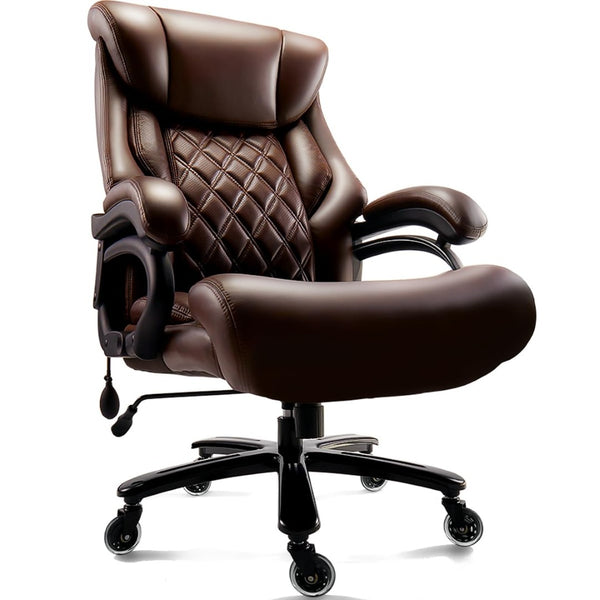 English Elm 500lbs Heavy Duty Executive Chair Wide Spring Seat Ergonomic High Back Home Office Brown W5201P418285