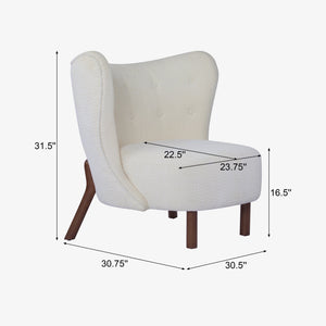 English Elm Christopher Knight Home® - Bella Plush Upholstered Armless Accent Chair with Curved Boucle Design, Birch Wood Legs, Cozy Support Off White 31 L x 27 W x 19 H N776P246078W