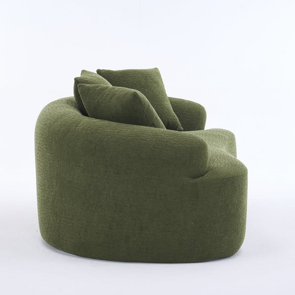 English Elm LY-025S Curved Loveseat Sofa Compact 65" chenille upholstery, 30D foam with spring core, 300lb capacity, 3 pillows, apartment-friendly Antique Green,Green W2231P292604