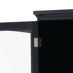 English Elm 63" Tall Bathroom Vanity Cabinet with Glass Doors, Two Drawers and Adjustable Shelves for Stylish Storage Black N729P171305B