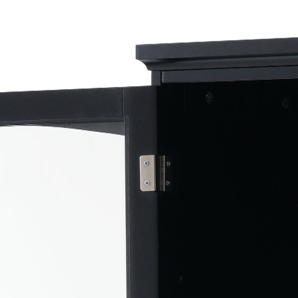 English Elm 63" Tall Bathroom Vanity Cabinet with Glass Doors, Two Drawers and Adjustable Shelves for Stylish Storage Black N729P171305B