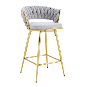 English Elm 2-person Tempered Glass Bar Table Set with Swivel Upholstered Chairs for Kitchen Dining Antique Grey White,Gold,Transparent W2920S00121