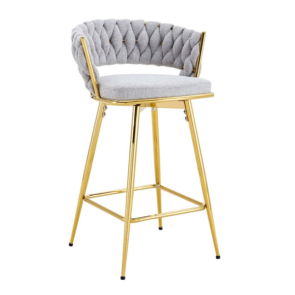 English Elm 2-person Tempered Glass Bar Table Set with Swivel Upholstered Chairs for Kitchen Dining Antique Grey White,Gold,Transparent W2920S00121