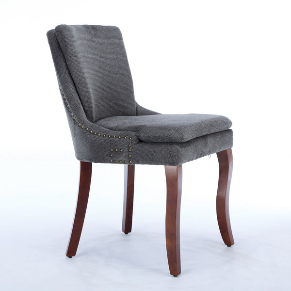 English Elm Modern Dining Chairs Set of 2 with Double-Layer Cushioned Spring+Sponge Comfort, Curved Solid Wood Legs, Mid Back Elegance for Living & Dining Room Gray W1143P207920