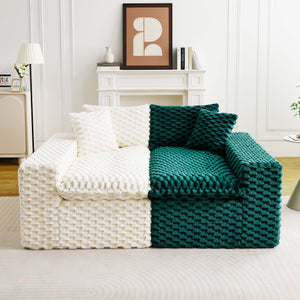 English Elm Luxury Color-Block Turtle Velvet Sofa - Versatile Seating For Stylish Living Rooms & Cozy Gatherings W3371S00053