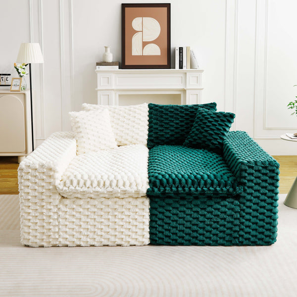 English Elm Luxury Color-Block Turtle Velvet Sofa - Versatile Seating For Stylish Living Rooms & Cozy Gatherings W3371S00053