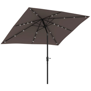 English Elm Outsunny 9' X 7' Solar Led Patio Umbrella With Crank & Tilt - Perfect For Garden, Deck, Poolside Fun! W2225P174172-GIGA