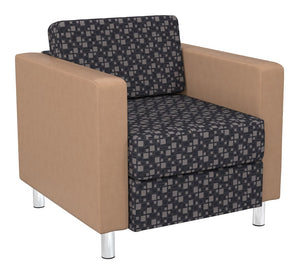 OSP Home Furnishings Pacific Club Armchair with Vinyl Upholstery and Chrome Legs for Modern Living Rooms Steely PAC51-K108/R104
