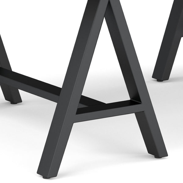 English Elm Sawhorse - Mid-Century Walnut Veneer Coffee Table With Industrial Metal Legs For Versatile Living Spaces B136P159587-GIGA