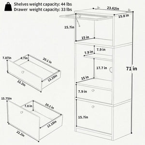 English Elm Tall Freestanding Pantry Cabinet with Adjustable Shelves Drawer and Doors for Kitchen Walnut B2764P483841
