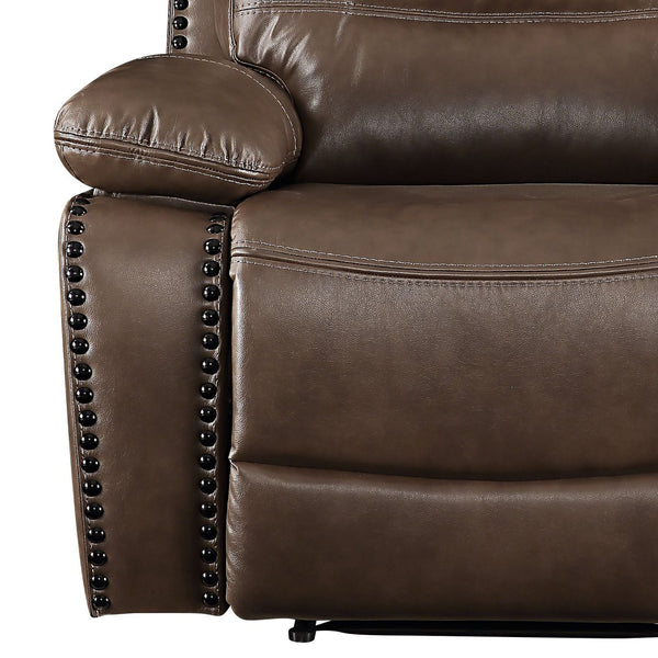 English Elm Brown Power Recliner with Horizontal Tufting, Pillow-Top Arms & Power Lift, Gel Leather Comfort B062P215427