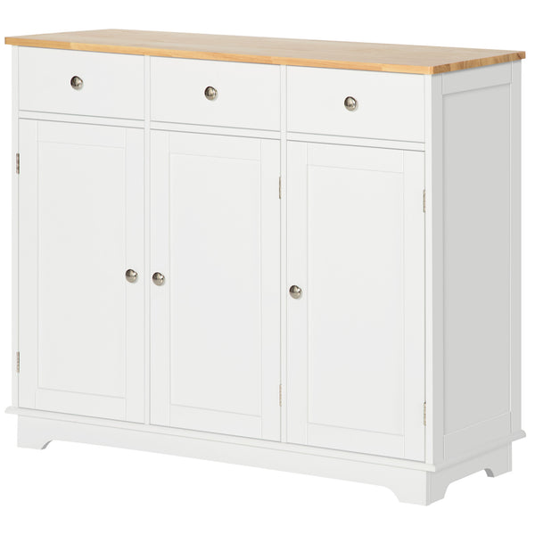 English Elm Homcom Modern Sideboard With Solid Rubber Wood Top, Versatile Storage & Stylish White Finish For Any Space W2225P217384