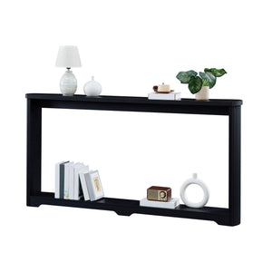 English Elm 70.1"corrugated textured storage table for entryway or behind sofa, waterproof 1.18" top, durable design Black W1162P339114