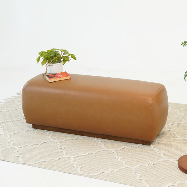 English Elm Kelvin Handcrafted Vegan Leather Upholstered Bench for Entryway Bedroom Footboard B183P281175