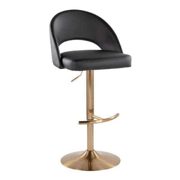 English Elm Adjustable Swivel Barstools Set of 2 Fabric Seat Black Metal Base Kitchen Counter Black B202S02007