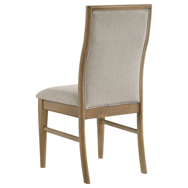 English Elm Dreydon Barley Upholstered Dining Side Chair Set of 2 — Distressed Light Brown Rubberwood Frame, Cozy Barley Fabric Back Support B062P374084