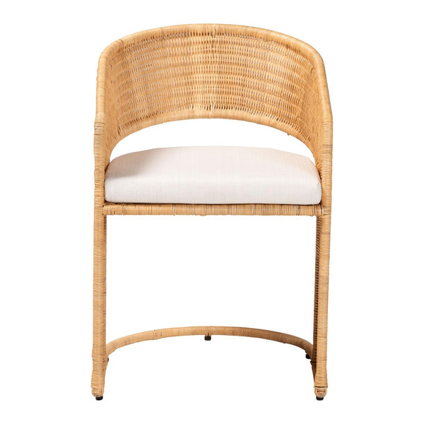 English Elm Modern Bohemian Mahogany Dining Chair with Woven Seagrass Back and Tapered Legs B2750P467831